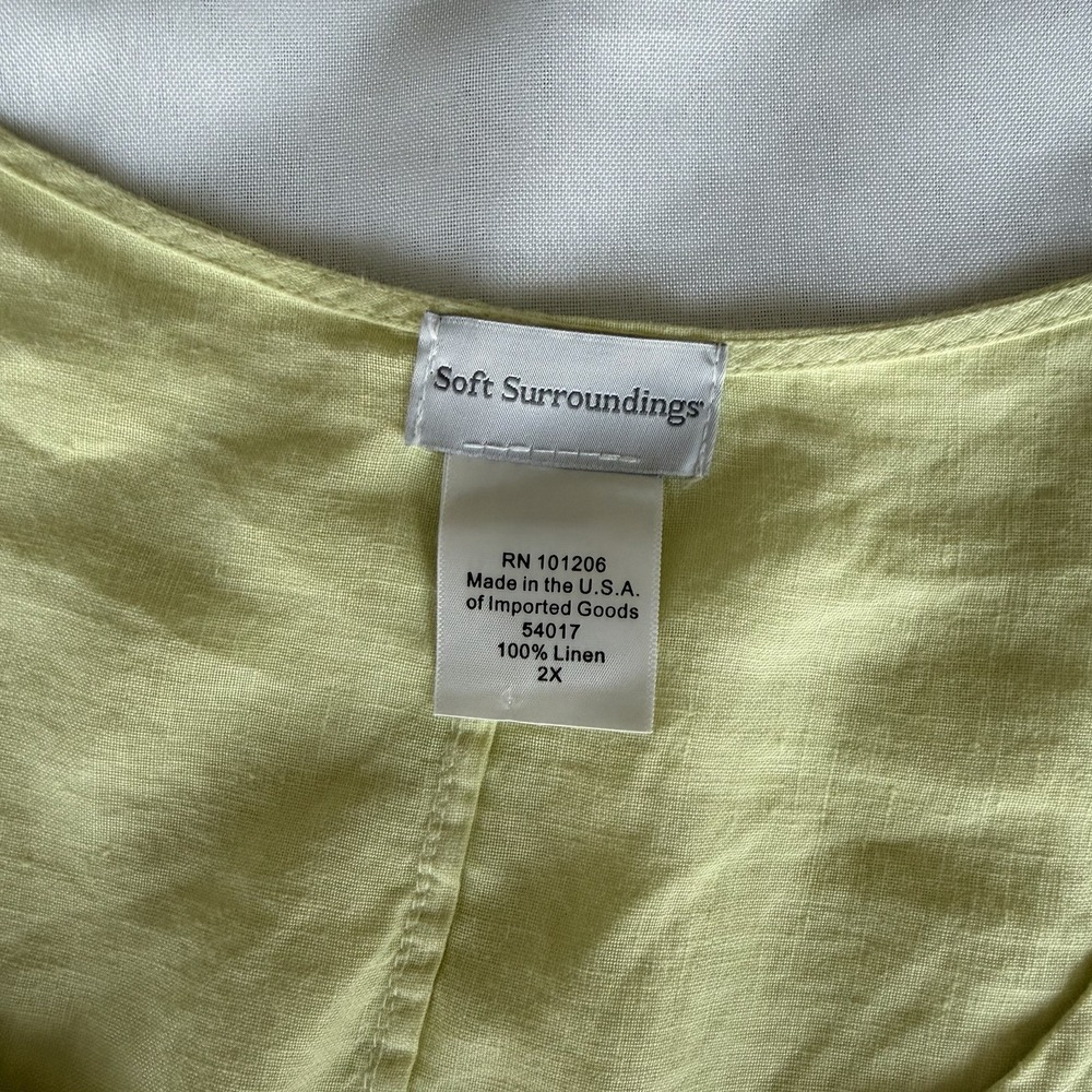 Soft Surroundings Women's Linen Lagenlook Button Up Tunic Top Size 2X Coastal - Picture 2 of 8
